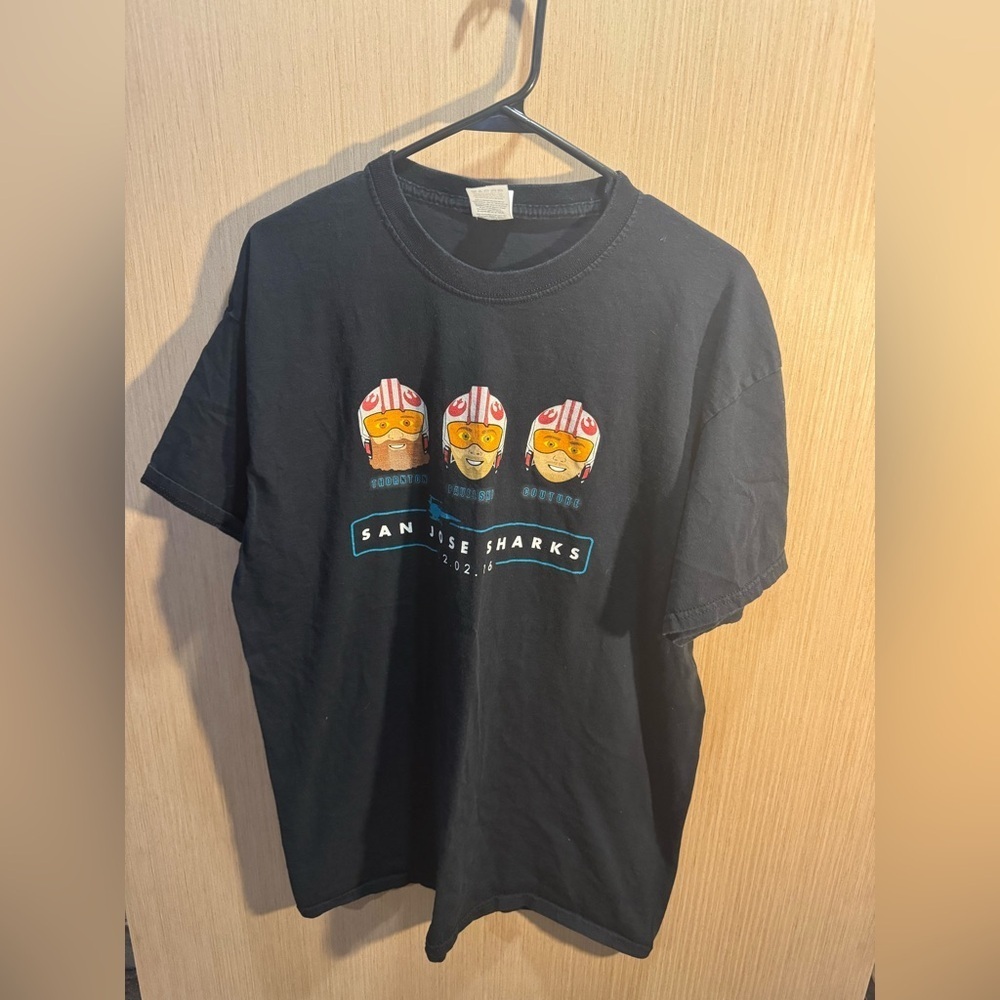 San Jose Sharks Star Wars 2016‎ Night Black Graphic Tee Size XL